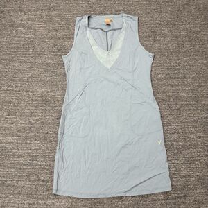 Indyeva Like III Dress Women Large Blue V-Neck Lagenlook Sun Protection Tennis